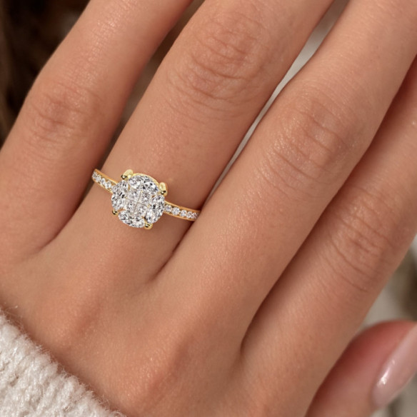 Anillo diamantes Spring Love Oro Amarillo - Rosette de bagues de fiançailles
