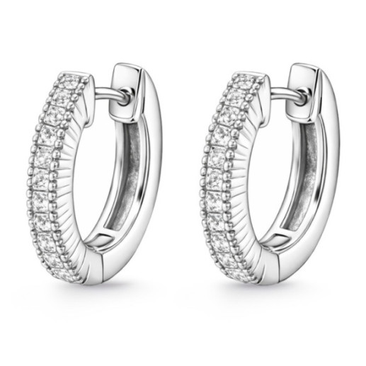 White Gold Diamond Creole Earrings - Hoop Earrings