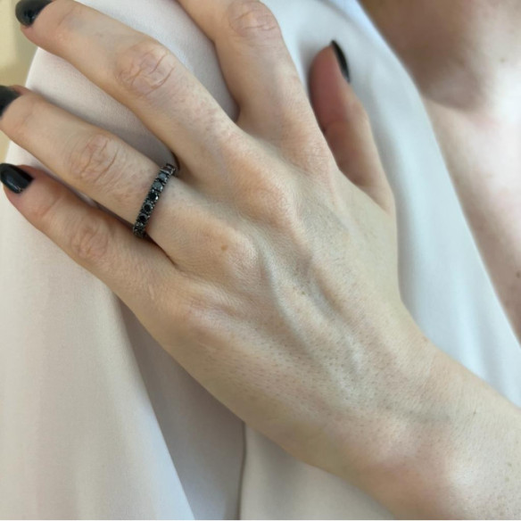 Anillo Diamantes Negros Black Power - Brilhante