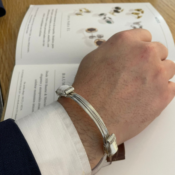 Bracciale in argento con nodo scorrevole 10 fili - Braccialetti d'argento
