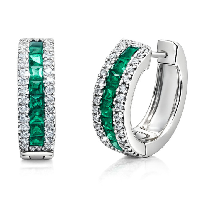 Pendientes Aro Esmeralda Diamond Color - Pendientes de Esmeraldas