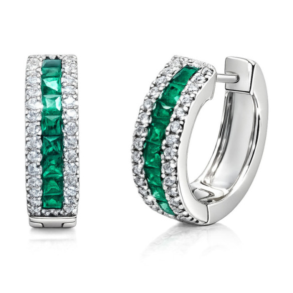 Pendientes Aro Esmeralda Diamond Color - Pendientes de Esmeraldas