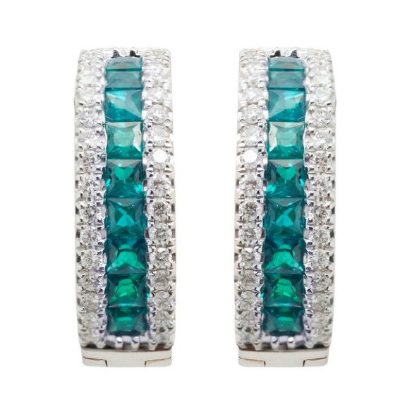 Pendientes Aro Esmeralda Diamond Color - Pendientes de Esmeraldas