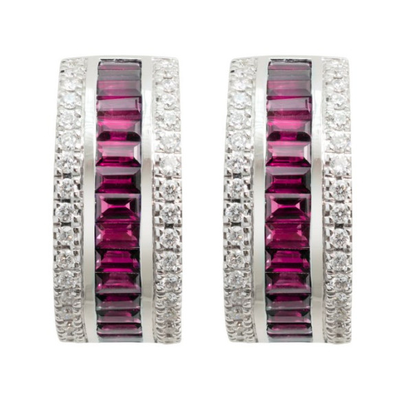 Pendientes Aro Rubí Diamond Color - Pendientes de Rubi