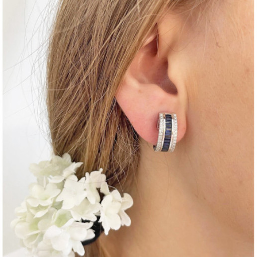 Pendientes Aro Zafiro Diamond Color - Pendientes de Zafiro 2