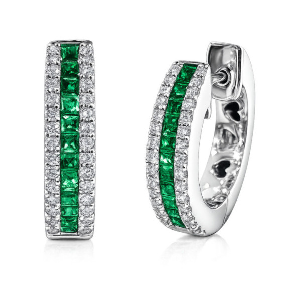 Pendientes Esmeraldas Aro Elegant - Pendientes de Esmeraldas
