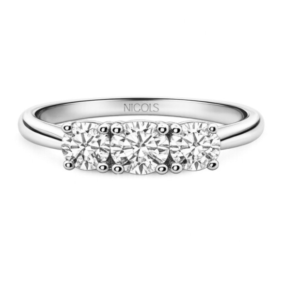 Anillo Trilogy 1.00 Diamante Oro Blanco - Tresillos de Diamantes
