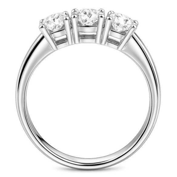 Anillo Trilogy 1.00 Diamante Oro Blanco - Tresillos de Diamantes