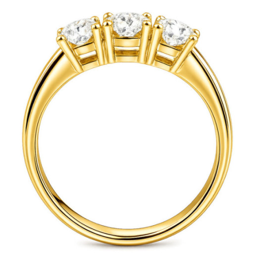 Trilogy Diamond Ring 1.00 Yellow Gold - Brilliant Cut 2