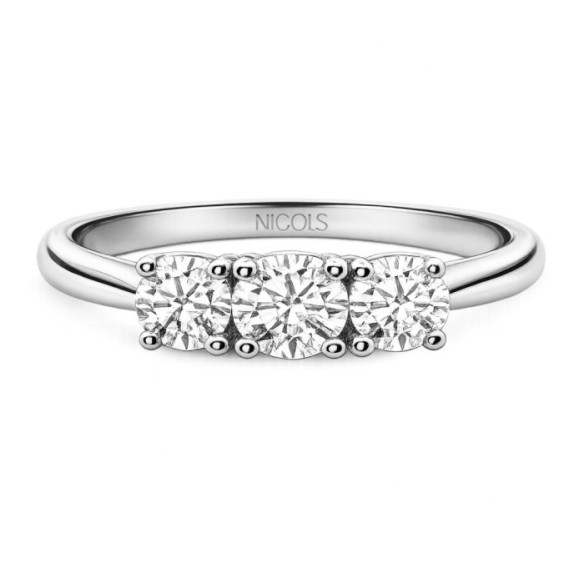 Anillo Trilogy 0.80 Diamante Oro Blanco - Talla Brillante