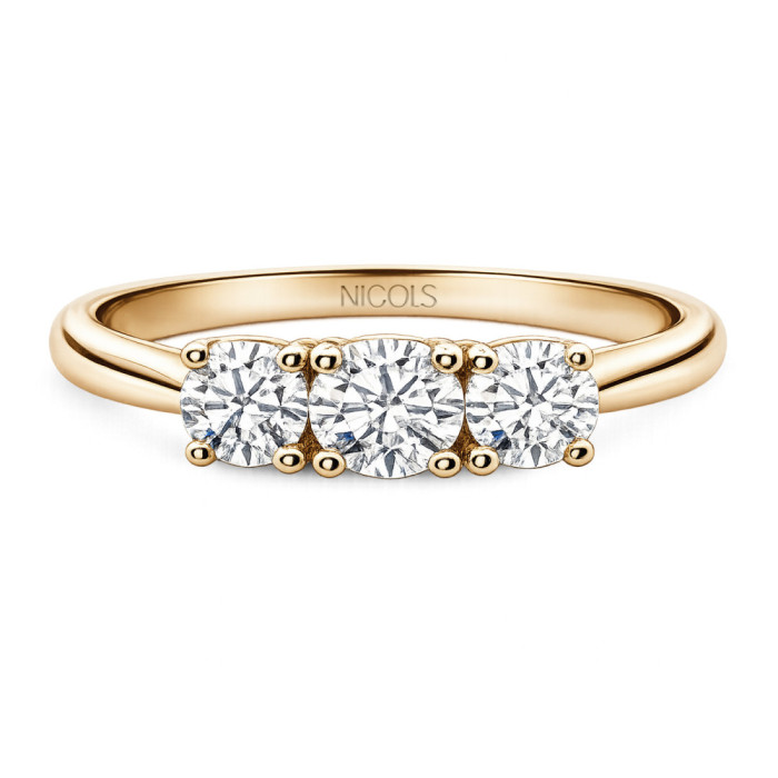 Anillo Trilogy 0.80 Diamante Oro Rosa - Talla Brillante
