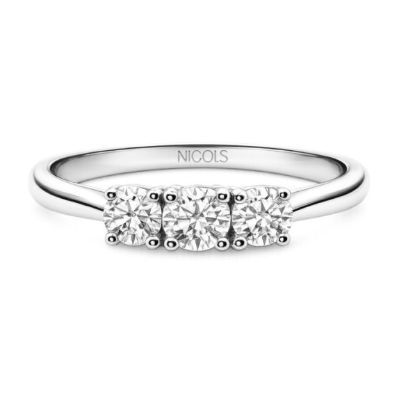 Anillo Trilogy Diamante 0.65 Oro Blanco - Bague de fiançailles