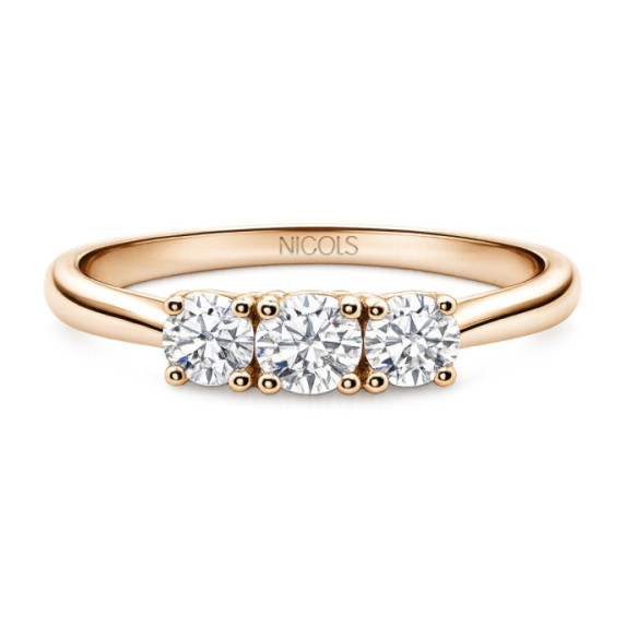Anillo Trilogy Diamante 0.65 Oro Rosa - Roses Rings Gold