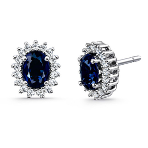 Pendientes Zafiro y Diamante Oro Blanco Dalia - Orecchini a pietre blu