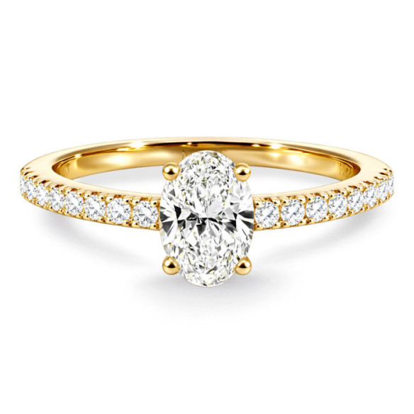 Anillo Compromiso Dafne Petit Diamante Oval 0.50 Oro Amarillo - Anillos Compromiso Aniversario