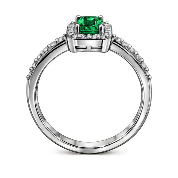 Anillo Esmeralda Sunset Rectangle 0.65Ct Oro Blanco - ANILLOS