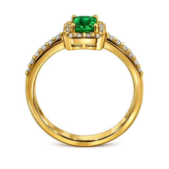 Anillo Esmeralda Sunset Rectangle 0.65Ct Oro Amarillo - Compromisso de aniversário de anéis