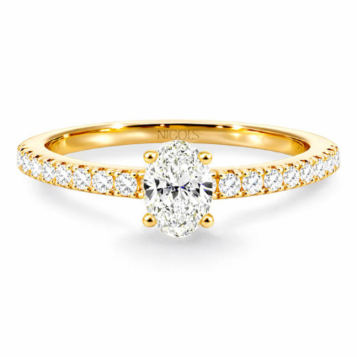 Anillo Compromiso Dafne Petit Diamante Oval 0.30 Oro Amarillo - Anelli di impegno singolo