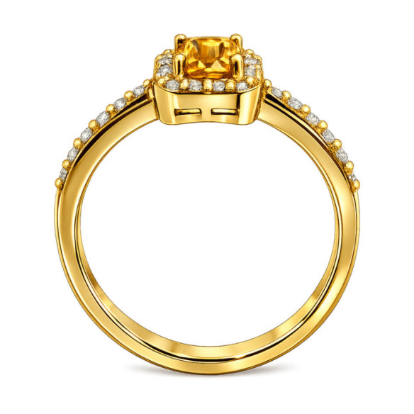 Orange Zircon and Diamond Sunset Yellow Gold Ring - Rings other precious stones