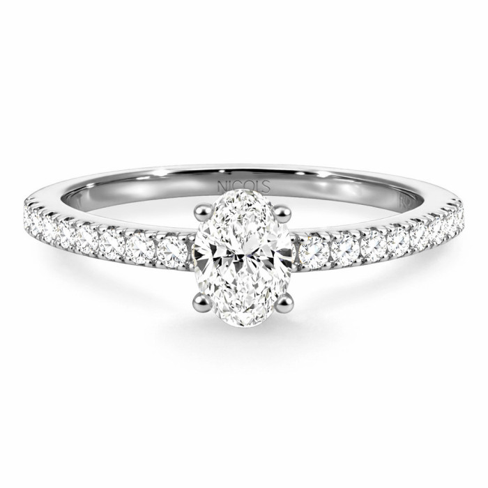 Anillo Compromiso Diamante Oval Oro Blanco Dafne Petit - Weiß golden einsam