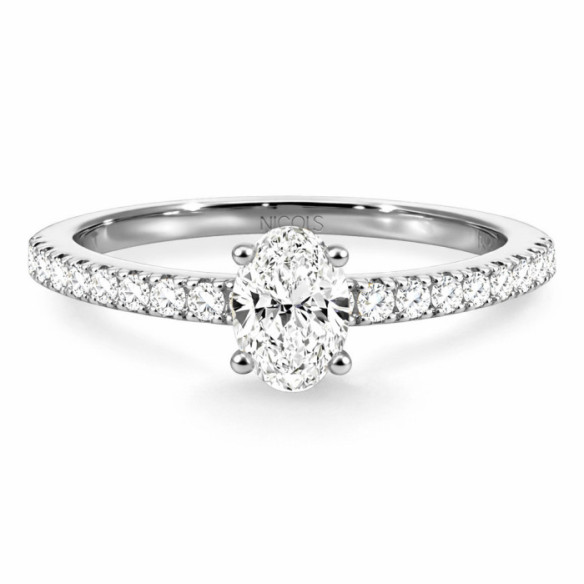 Dafne Petit Oval 0.40 Diamond Engagement Ring in White Gold - White Gold Engagement Rings Solitaire