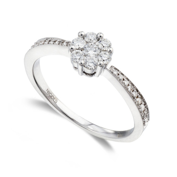 Anillo Compromiso Camelia 0.52 - Blanc or blanc solitaire