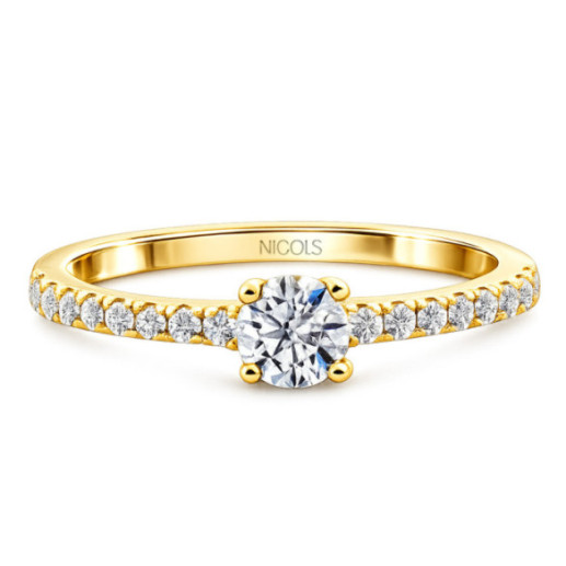 Anillo Solitario Oro Amarillo Brillante Dafne Petit 0.20 - Anillos Oro Amarillo