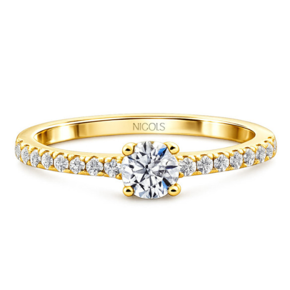 Anillo Solitario Oro Amarillo Brillante Dafne Petit 0.20 - Anéis de ouro amarelo