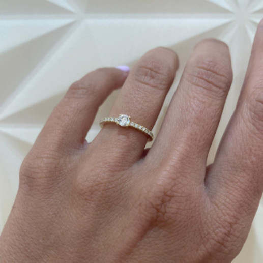 Anillo Solitario Oro Amarillo Brillante Dafne Petit 0.20 - Bagues en or jaune 2