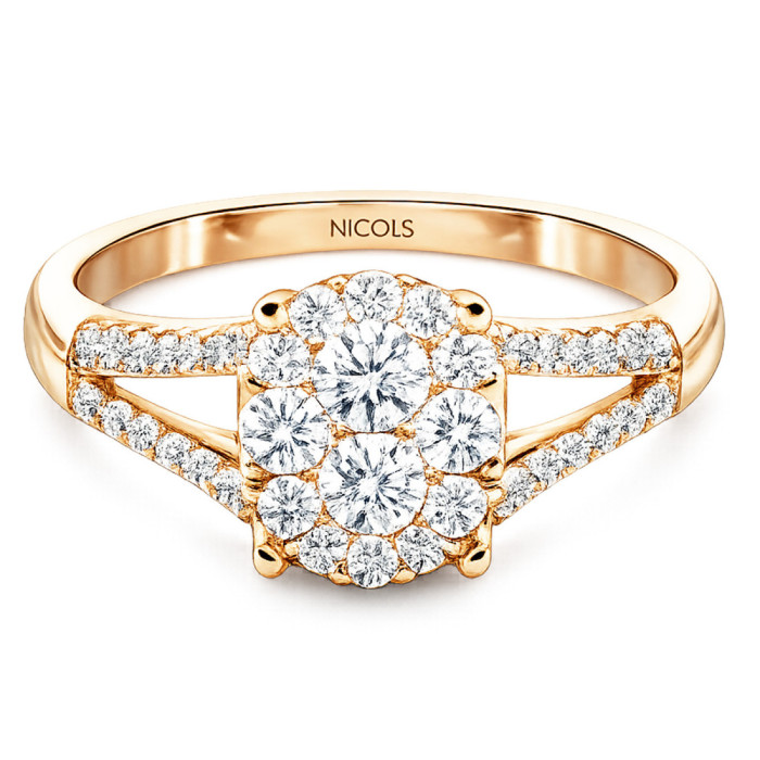 Anillo Diamantes Olivia 0.55 Oro Rosa - Ovales Schnitzen