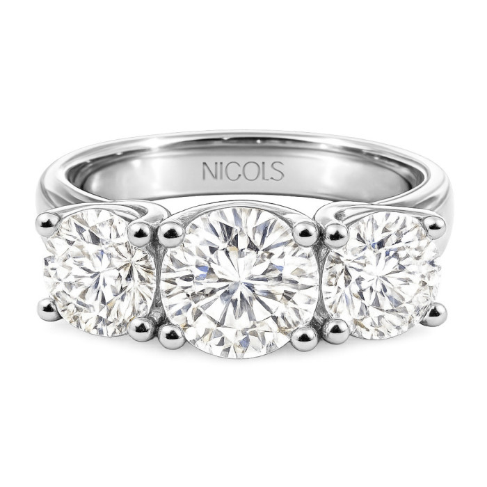 Anillo Diamantes Trilogy Megan Oro Blanco - Tresillos de Diamantes