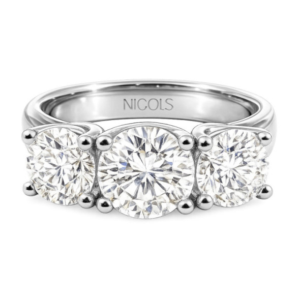 Anillo Diamantes Trilogy Megan Oro Blanco - Tresillos de Diamantes