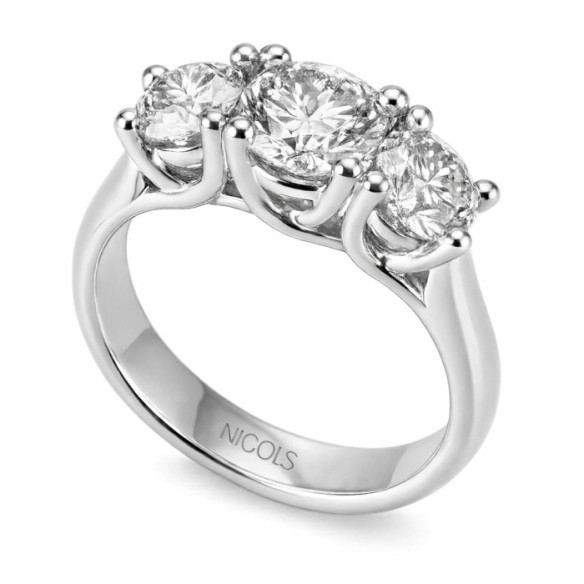 Anillo Diamantes Trilogy Megan Oro Blanco - Tresillos de Diamantes
