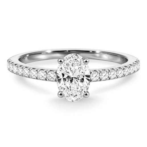 Anillo Compromiso Dafne Petit Diamante Oval 0.50 Oro Amarillo - Branco dourada solitária