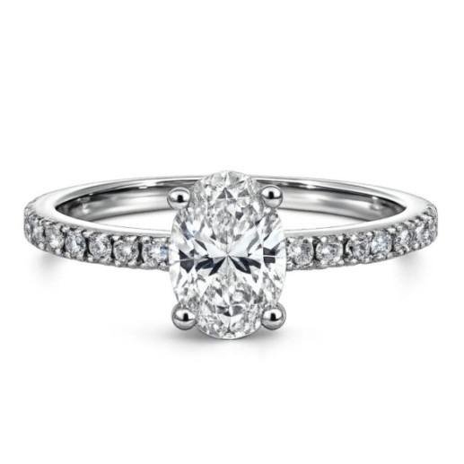 Anillo Compromiso Diamante Oval 0.70 Oro Blanco Dafne Petit - Solitarios de Oro Blanco
