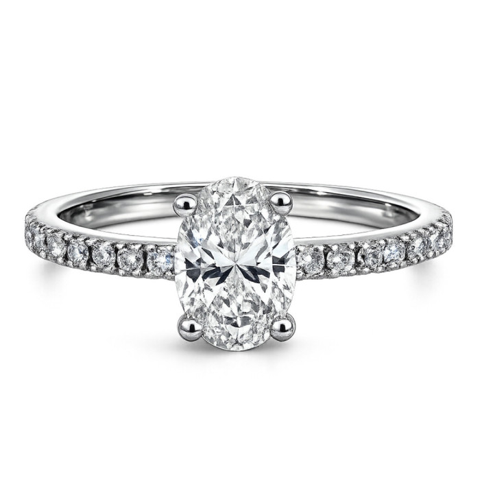 Anillo Compromiso Diamante Oval 0.70 Oro Blanco Dafne Petit - Solitarios de Oro Blanco