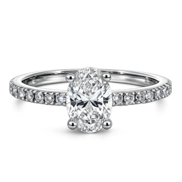 Anillo Compromiso Diamante Oval 0.70 Oro Blanco Dafne Petit - Blanc or blanc solitaire