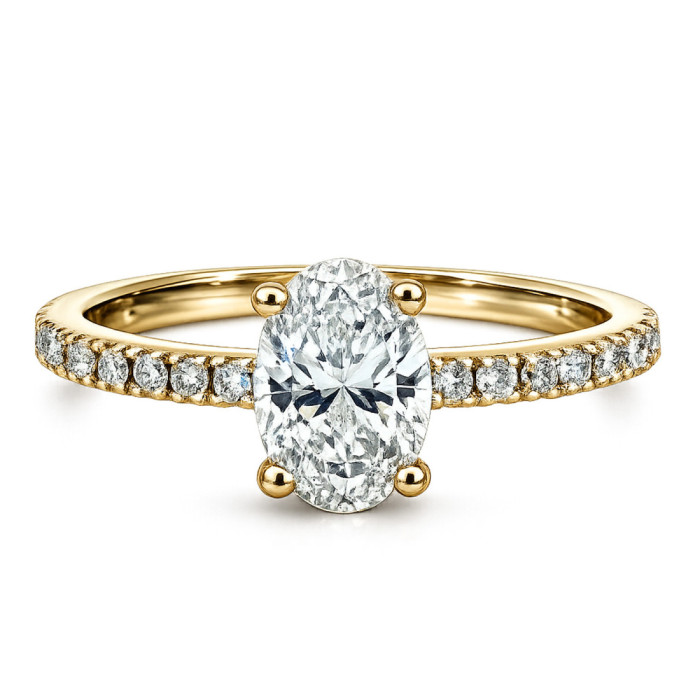 Anillo Compromiso Diamante Oval 0.70 Oro Amarillo Dafne Petit - Solitarios de Oro Amarillo