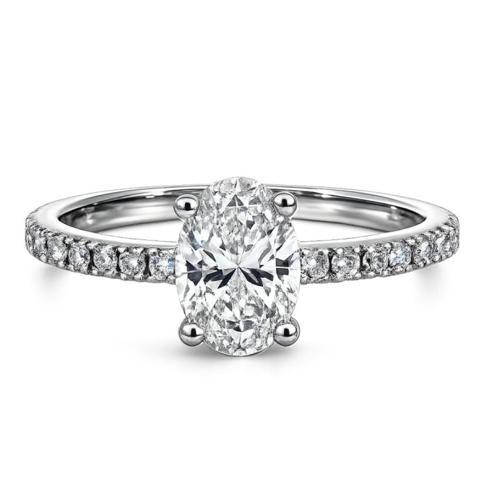 Anillo Compromiso Diamante Oval 0.75 Oro Blanco Dafne Petit - Solitarios de Oro Blanco
