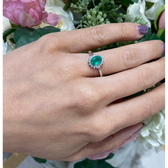 Anillo Compromiso Esmeralda Dalia 0.95 - Anillos de Esmeralda