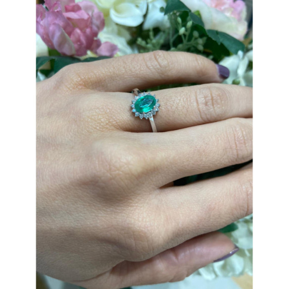 Anillo Compromiso Esmeralda Dalia 0.95 - Anillos de Esmeralda