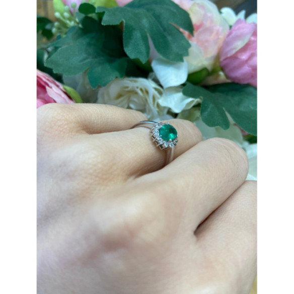 Anillo Compromiso Esmeralda Dalia 0.95 - Anillos de Esmeralda