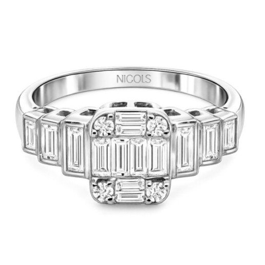 Anillo Diamantes 0.90 Minerva Oro Blanco - Sculpture baguette