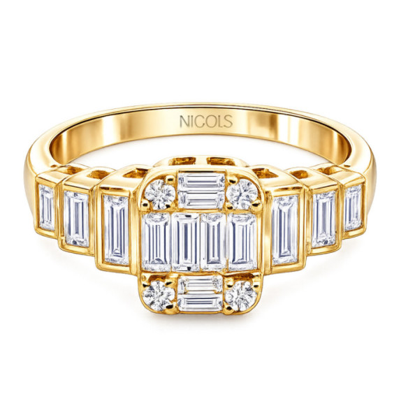 Anillo Diamantes 0.90 Minerva Oro Amarillo - Sculpture baguette