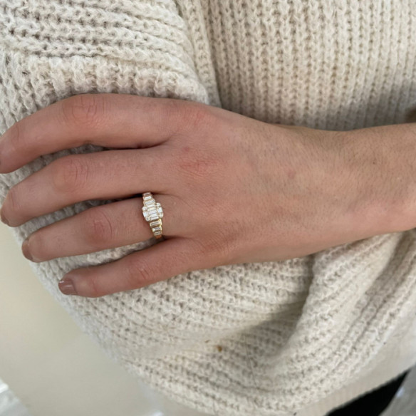 Anillo Diamantes 0.90 Minerva Oro Rosa - Talla Baguette