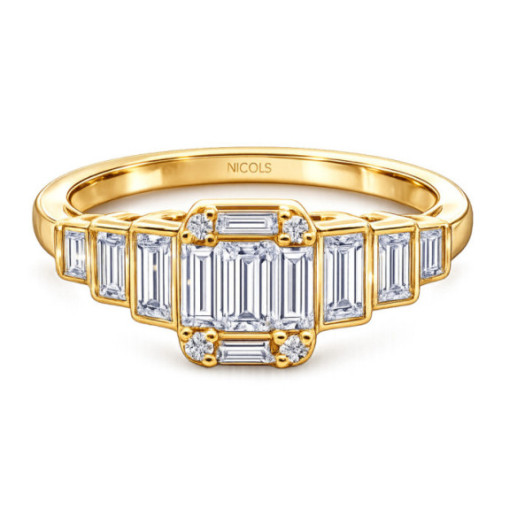 Anillo Diamantes Minerva 0.65Ct Oro Amarillo - Talla Baguette