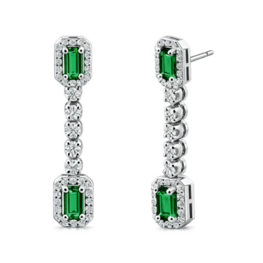 Pendientes Esmeraldas y Diamantes Sunset - Brincos Esmeralda