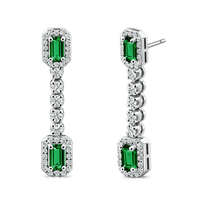 Pendientes Esmeraldas y Diamantes Sunset - Pendientes de Esmeraldas
