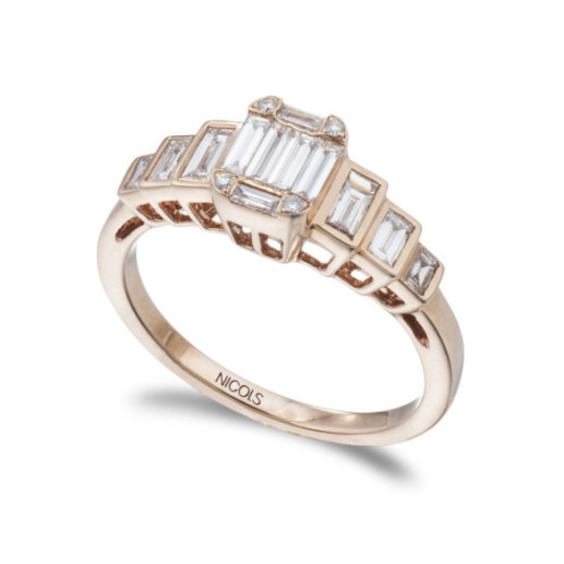 Anillo Diamantes Minerva 0.65Ct Oro Rosa - Talla Baguette 2