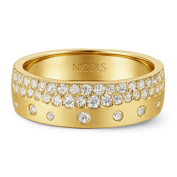 Anillo Diamantes Oro Amarillo Matte Firmamento Pastilla Square - projetos de corrente